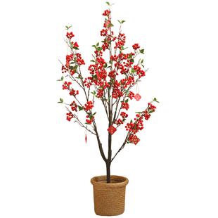 发财果红果冬青仿真花盆栽假树摆设客厅乔迁开业红色喜庆装饰摆件