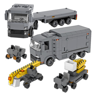 日骎原创设计 颗粒积木MOC拼装基地要塞设施卡车货车功能玩具模型