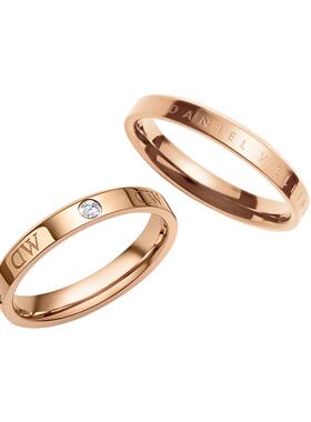 DW情侣对戒简约精致玫瑰金色婚戒