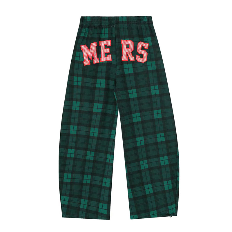 F383美式复古街头格纹休闲裤