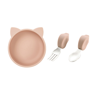 Qlittle儿童叉勺宝宝硅胶辅食碗学吃饭训练叉勺碗套装婴幼儿餐具