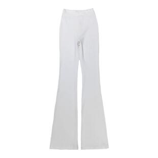 AOAOMISSSHOP鳌鳌家2025新款白色微喇叭裤长裤【捻丝微透】
