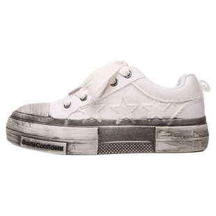 irvx夏季新款做旧厚底复古帆布鞋Dirty Fit增高脏脏鞋男休闲板鞋