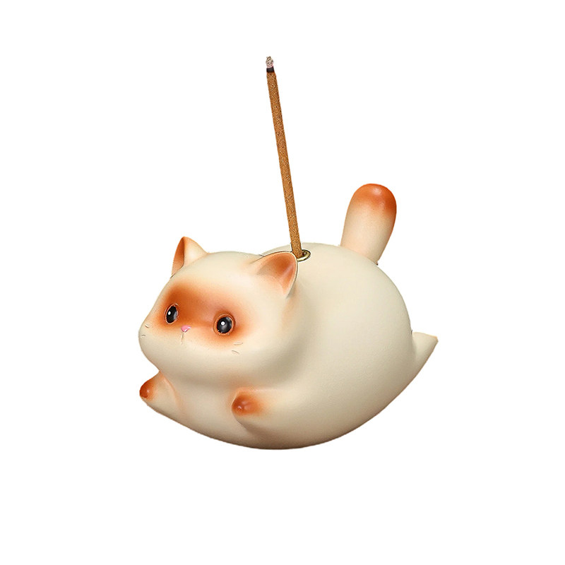 可爱猫咪香插香炉茶桌装饰摆件