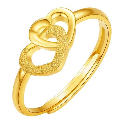 六桂福S925银镶嵌戒指开口送女友