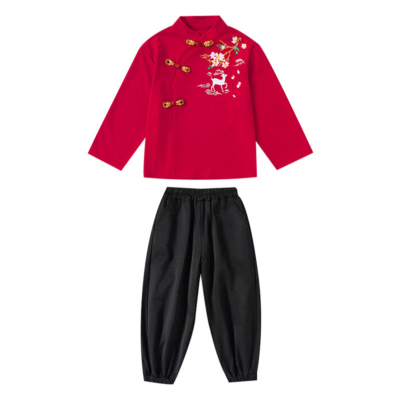 儿童中国风服装元旦演出服合唱服汉服表演古装男童爵士舞街舞潮服