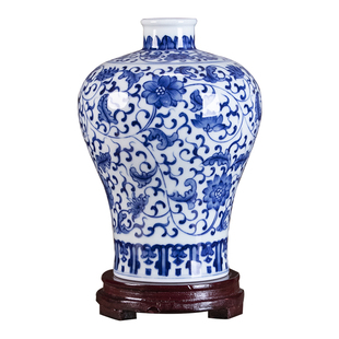 景德镇陶瓷手绘小花瓶中式古典中国风客厅玄关装饰仿古摆件送礼盒