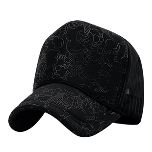 大码帽子男春夏季高顶透气货车帽爆米花印胶鸭舌帽女防晒遮阳网帽