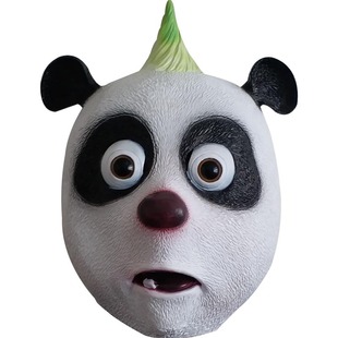 熊猫头套面具乳胶搞笑抖音成人动物头套儿童动漫可爱动物面具全脸