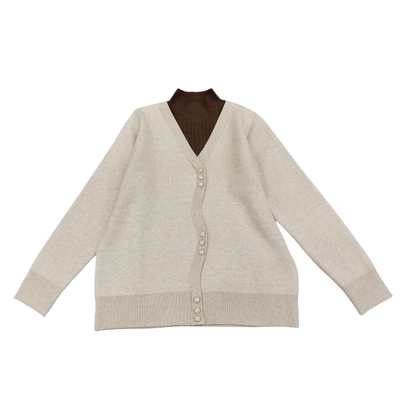 半高领宽松假两件加绒加厚针织衫