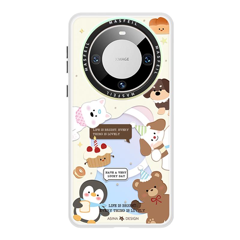 可爱动物派对适用华为Mate80promax手机壳磁吸新款mate60带支架保护套mt40e高级感mete70pro+全包防摔30网红