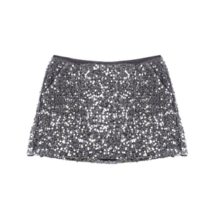 DeesseSicile seina私服系列新年闪耀派对银色亮片短裙半身裙女