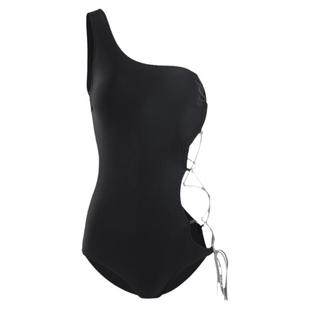 性感比基尼泳衣女款夏高级感小众2024新款情侣单肩大胸黑色高个子