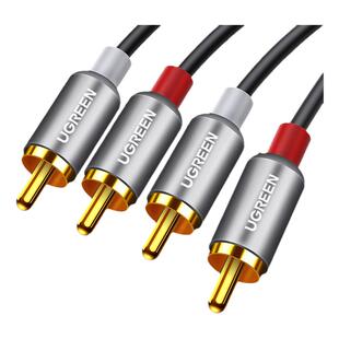 绿联 双莲花头音频线2rca二对二红白梅花插头纯铜信号输出线通用