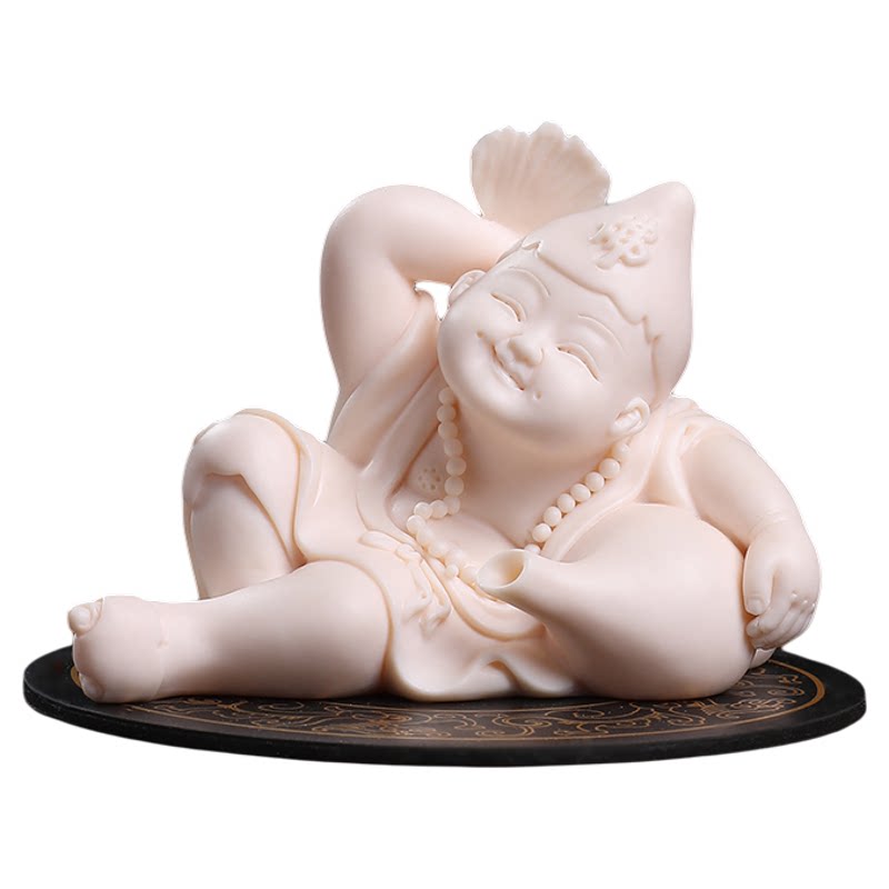 中式玉红瓷济公摆件装饰品
