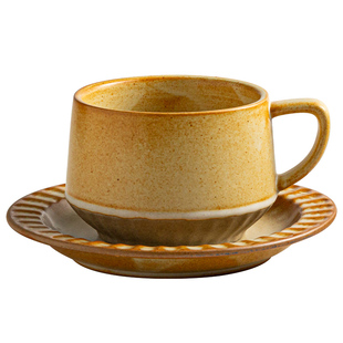 复古果绿陶瓷咖啡杯碟套装创意花茶杯拿铁咖啡杯办公喝水杯