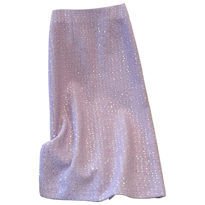 紫色毛呢亮片半身裙女2025新款