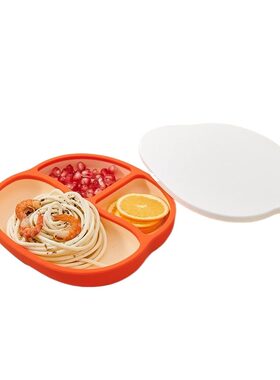 宝宝儿童餐盘吸盘硅胶分格辅食盘婴儿吃饭训练勺子餐具套装不锈钢
