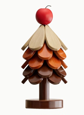 创意圣诞树隔热垫餐桌高级感摆件一棵树实木防烫锅垫折叠杯垫碗垫