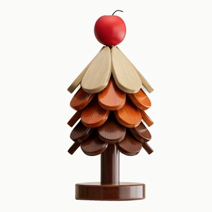 创意圣诞树隔热垫餐桌高级感摆件一棵树实木防烫锅垫折叠杯垫碗垫