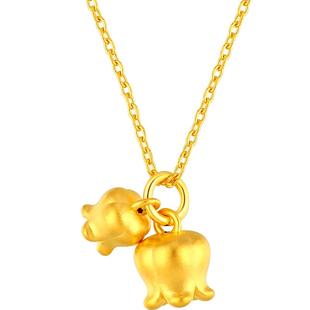 梦金园铃兰花黄金吊坠足金花朵项链挂坠5D硬金手串送女友生日礼物