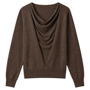 荡领针织衫女秋季轻熟优雅显瘦百搭高级感毛衣上衣女款