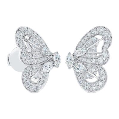 De Beers 戴比尔斯 Portraits of Nature 蝴蝶白金钻石耳环