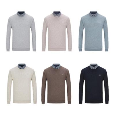 红豆衬衫领加绒假两件毛衣男保暖