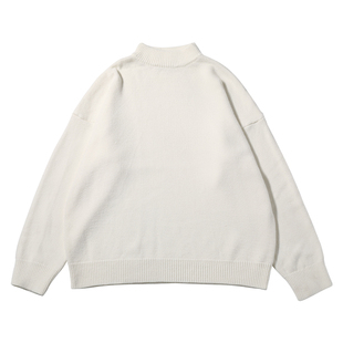 蒙马特先生 复古简约纯色小高领毛衣 仿兔毛保暖黑白男女针织上衣