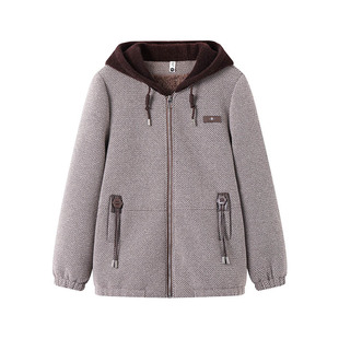 妈妈冬装加绒加厚外套2025新款中老年秋冬款洋气水貂绒毛呢上衣女