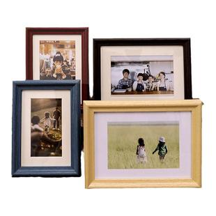 照片定制相框高级感摆台5实木复古6六7七8八10寸12画框8k像册架A4