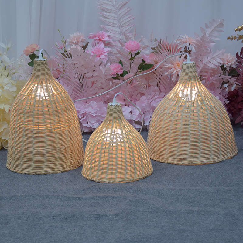 婚庆婚礼道具竹编酒杯藤编路引吊灯户外场地布置装饰森系摆件藤灯