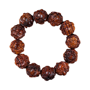 海南黄花梨散珠招财貔貅紫油梨木diy手串配饰单颗圆珠子佛珠手链