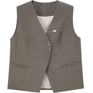 Mind Bridge春季通勤西装马夹女士设计感马甲2026新款格雷系背心