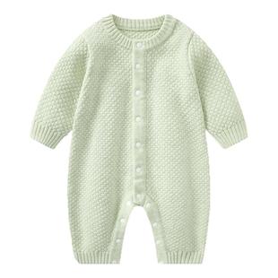 婴儿衣服连体衣秋冬小月龄女宝宝满月加厚毛衣哈衣婴幼儿冬装爬服