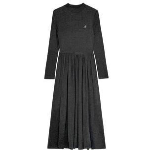 it'real瑞尔法式复古长袖T恤连衣裙女春季新款半高领打底裙子