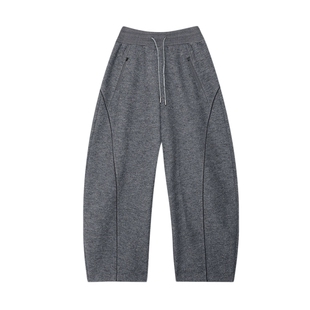 羊毛混纺 半圆女装2025[运动]秋季宽松休闲高腰针织弯刀裤子女