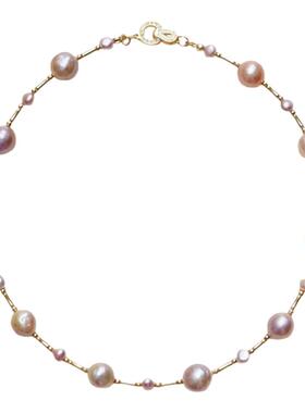 DinLaw鼎珞巴洛克项链纯银S925糖纸皱巴爱迪生淡水珍珠短链女