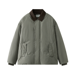 ORGANIC EMOTION可脱卸领子羽绒服日系复古白鸭绒保暖夹克外套冬