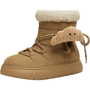 天美意暖茸茸可爱厚底加绒保暖雪地靴棉鞋女休闲短靴2025冬季新款