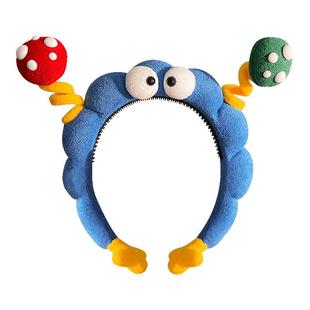 可爱扭扭棒大眼仔洗脸发箍女2025新款搞怪发卡带齿防滑头箍头饰冬