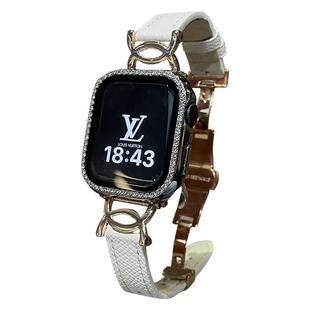 小香白色蝴蝶扣高级表带适用iwatch手表S11代苹果手表s1089SE表带