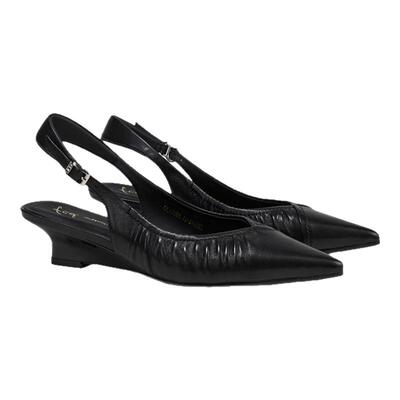 fed时装凉鞋夏季新款女鞋黑色后空单鞋褶皱真皮凉鞋女S0403-ZC662