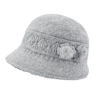 时尚帽子冬季妈妈帽轻奢毛线帽送老人防寒兔毛保暖兔毛混纺针织帽