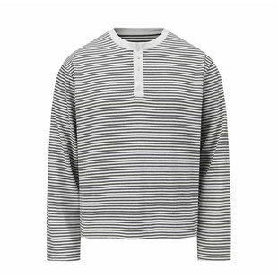 2025新款亨利领条纹长袖t恤男女款秋慵懒卫衣cleanfit打底衫上衣