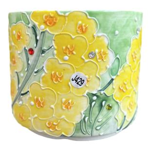 手绘清新濑户烧直笔筒红陶白泥透气吸水多肉小老庄高花盆口7/8/9