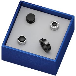 无耳洞耳钉男士耳夹耳环单只潮男钛钢黑色吸磁铁耳骨夹高级感耳饰