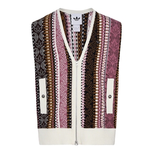 Adidas阿迪达斯三叶草男女白族TOUR VEST 针织宽松背心马甲KU6910