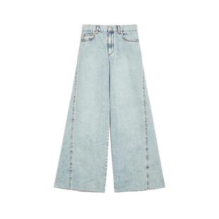 MAX&Co.女装Re-Edit浅蓝色休闲高腰阔腿牛仔裤6181015402