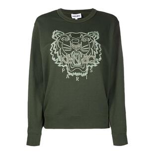KENZO/高田贤三  新款女士虎头字母刺绣墨绿色休闲卫衣4XF 2SW821